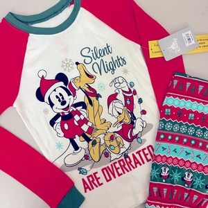 Boys Disney Mickey Pluto Donald Christmas Holiday Size 8 Pajamas Pants Set